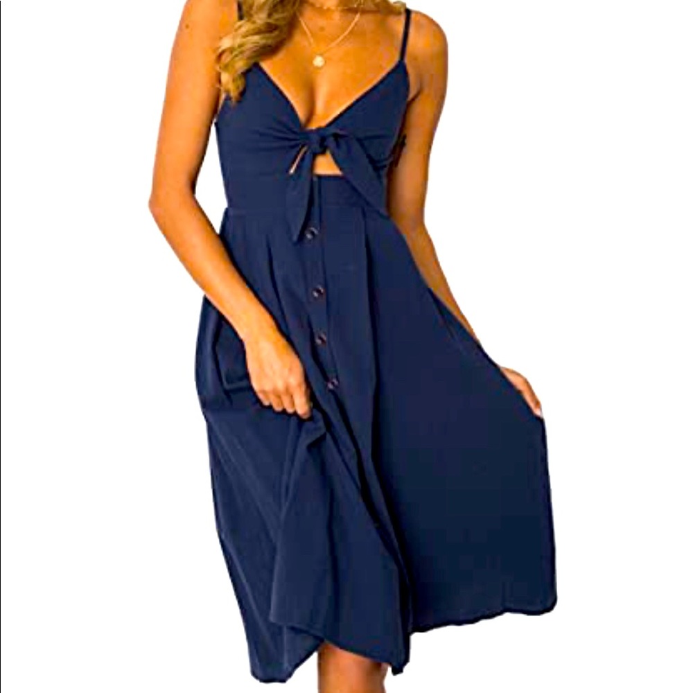Navy tie-front dress Size L